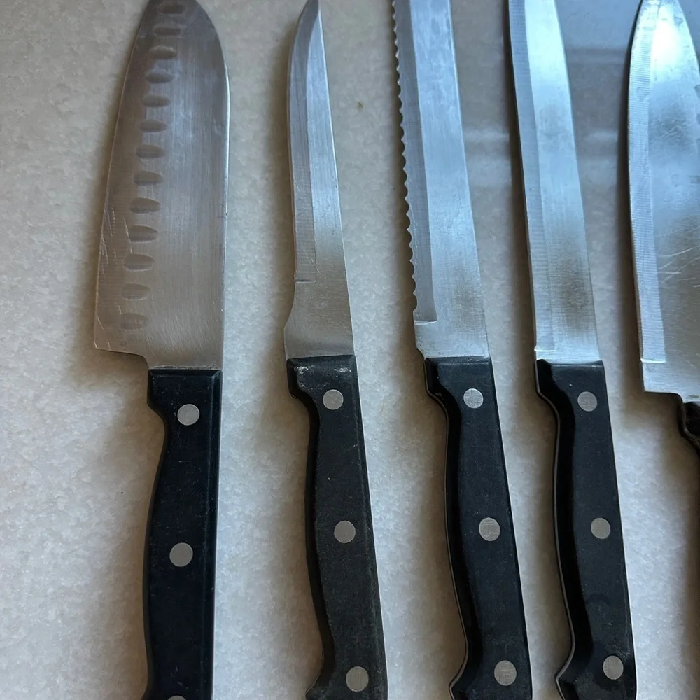 Vintage Black Handle Knife Set